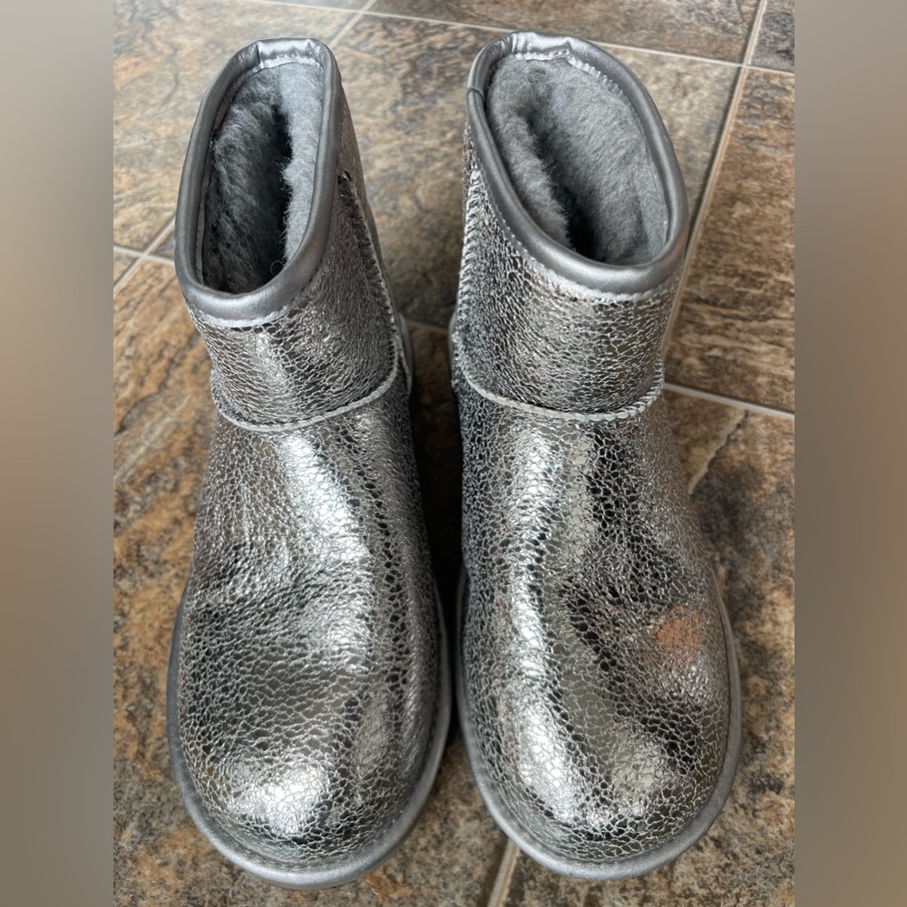 Ugg Classic Mini Metallic Sparkle Boot- Silver, W… - image 2